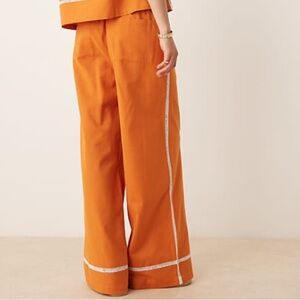 ASOS Orange Wide-Leg Linen Pants